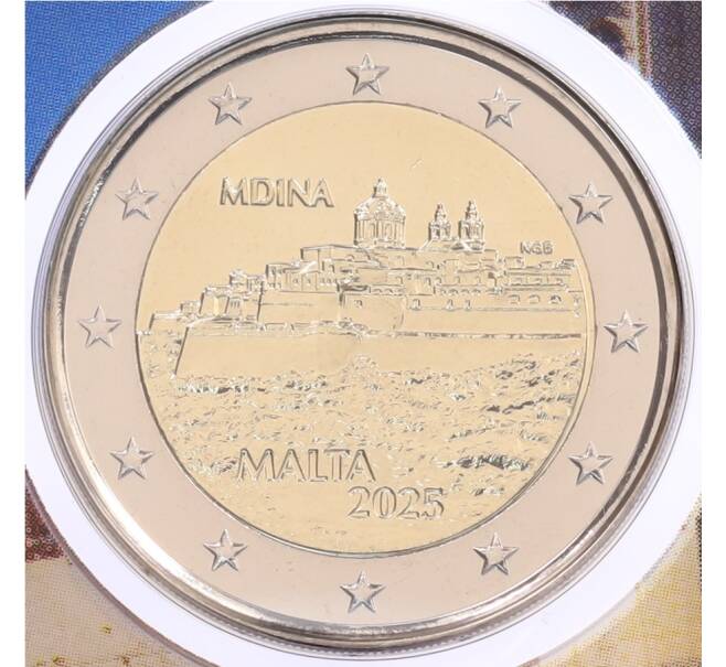 Монета 2 евро 2025 года Мальта «Мальтийские стены — Мдина» (в буклете) (Артикул: M2-89866) — Фото №1