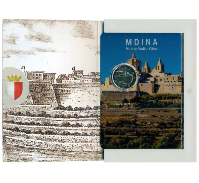 Монета 2 евро 2025 года Мальта «Мальтийские стены — Мдина» (в буклете) (Артикул: M2-89866)