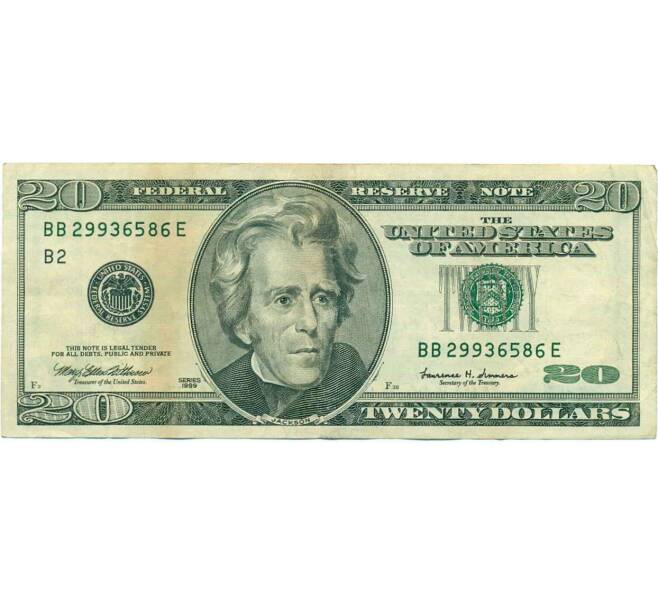 Банкнота 20 долларов 1999 года США (Артикул: K10-0293) — Фото №1