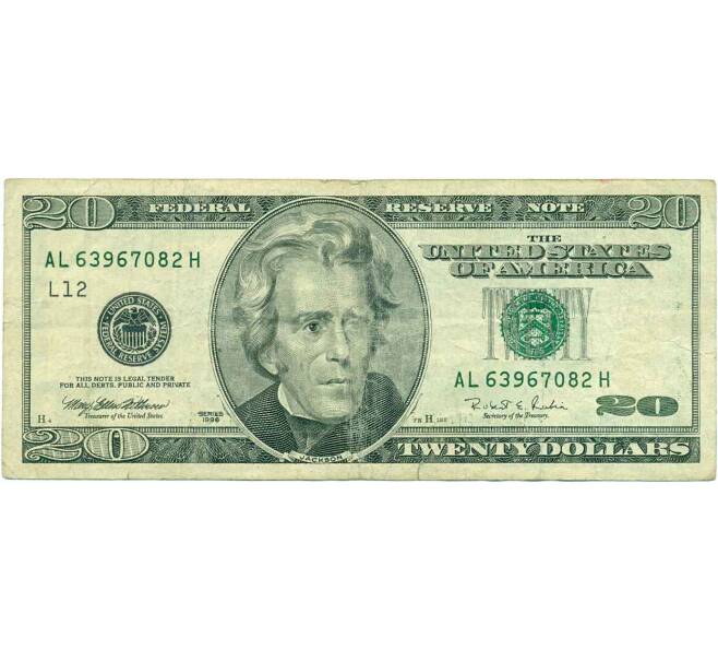 Банкнота 20 долларов 1996 года США (Артикул: K10-0300) — Фото №1