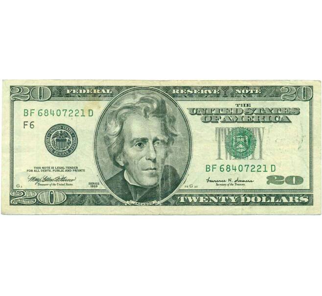 Банкнота 20 долларов 1999 года США (Артикул: K10-0309) — Фото №1
