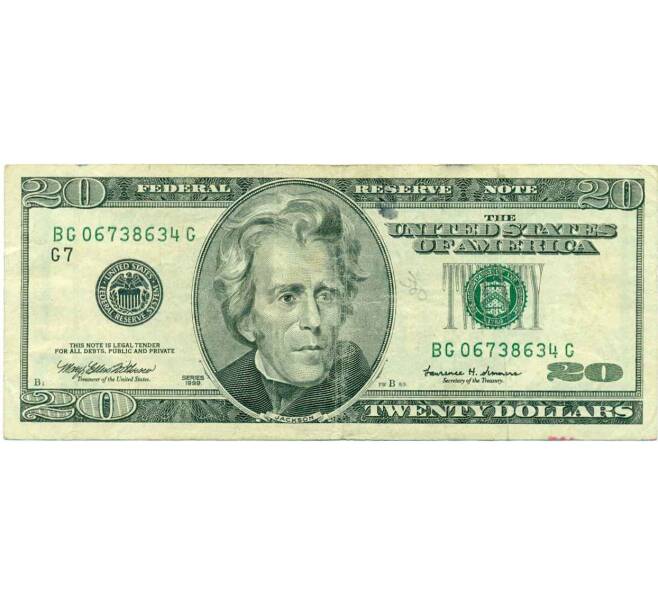Банкнота 20 долларов 1999 года США (Артикул: K10-0312) — Фото №1