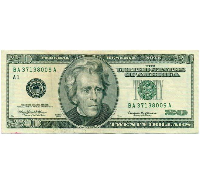 Банкнота 20 долларов 1999 года США (Артикул: K10-0316) — Фото №1