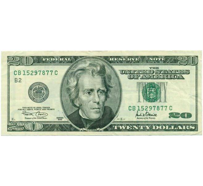 Банкнота 20 долларов 2001 года США (Артикул: K10-0327) — Фото №1