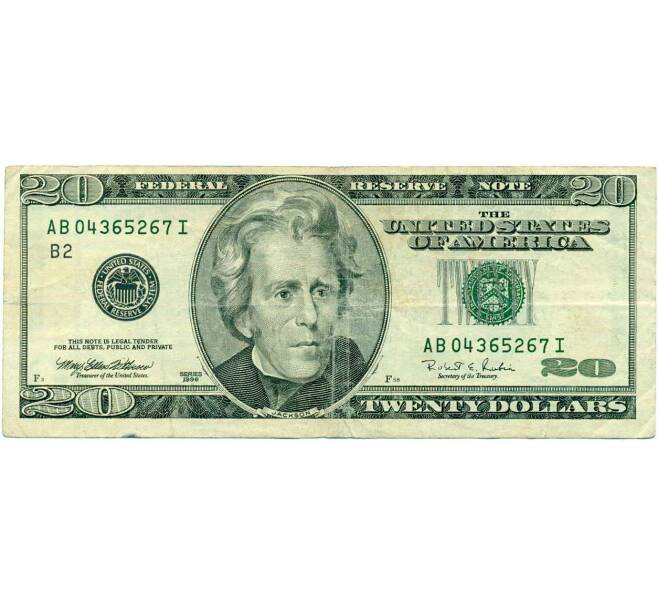 Банкнота 20 долларов 1996 года США (Артикул: K10-0366) — Фото №1