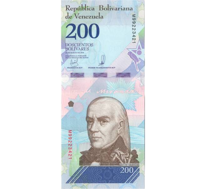 Банкнота 200 боливар 2018 года Венесуэла (Артикул B2-4517)
