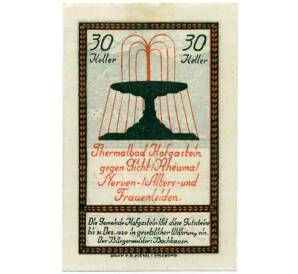 30 геллеров 1920 года Австрия — Коммуна Бад-Хофгаштайн (Нотгельд) — Фото №2