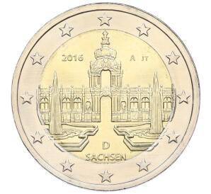 2 евро 2016 года A Германия «Федеральные земли Германии — Саксония (Цвингер)» — Фото №1