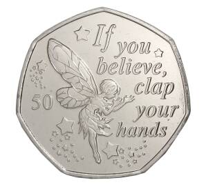50 пенсов 2019 года Остров Мэн «Питер Пэн — Тинкербелл» — Фото №1
