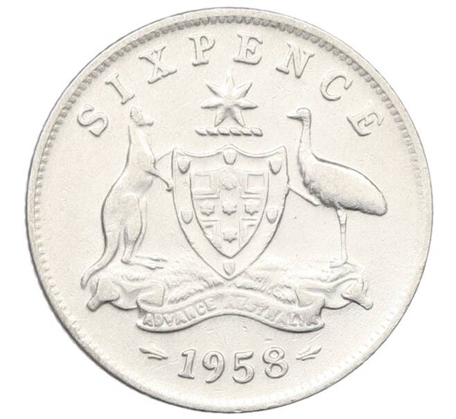 Монета 6 пенсов 1958 года Австралия (Артикул: K1-6647) — Фото №1