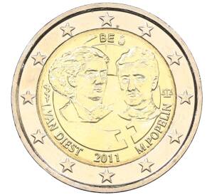 2 евро 2011 года Бельгия «100 лет Международному женскому дню» — Фото №1
