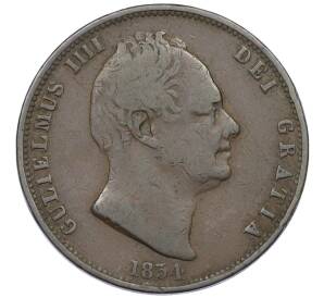 1/2 пенни 1834 года Великобритания — Фото №1