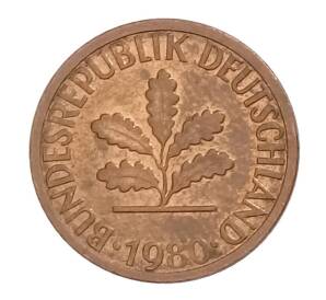 1 пфенниг 1980 года F Германия — Фото №1