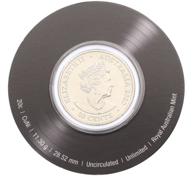 Монета 20 центов 2020 года Австралия «45 лет группе AC/DC — альбом High Voltage» (Артикул: M2-89966) — Фото №2
