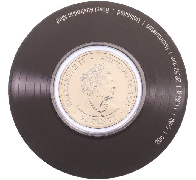 Монета 20 центов 2021 года Австралия «45 лет группе AC/DC — альбом For Those About to Rock» (Артикул: M2-89971) — Фото №2