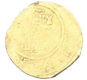 Динар 1229 года (AH 626) Великая Монгольская империя (правление Угедея) с именем имама ан-Насир ли-д-дина и S-образной тамгой Угедея — чекан города Алмалык — Фото №1