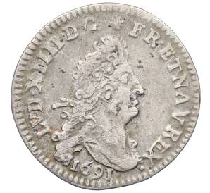 4 денье 2 соля 1691 года D Франция — Фото №1