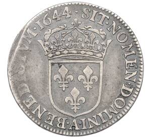 1/4 экю 1644 года А Франция — Фото №2