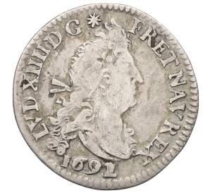 4 денье 2 соля 1691 года D Франция — Фото №1