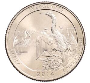 1/4 доллара (25 центов) 2014 года P США «Национальные парки — №25 Национальный парк Эверглейдс»