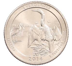 1/4 доллара (25 центов) 2014 года D США «Национальные парки — №25 Национальный парк Эверглейдс» — Фото №1