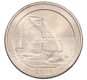 1/4 доллара (25 центов) 2014 года P США «Национальные парки — №23 Национальный парк Арки» — Фото №1