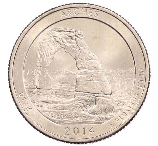 Монета 1/4 доллара (25 центов) 2014 года P США «Национальные парки — №23 Национальный парк Арки» (Артикул: M2-0906) — Фото №1