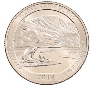 1/4 доллара (25 центов) 2014 года D США «Национальные парки — №24 Национальный парк Грейт-Санд-Дьюнс» — Фото №1