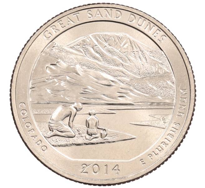 Монета 1/4 доллара (25 центов) 2014 года D США «Национальные парки — №24 Национальный парк Грейт-Санд-Дьюнс» (Артикул: M2-0877) — Фото №1