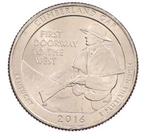1/4 доллара (25 центов) 2016 года P США «Национальные парки — №32 Национальный парк Камберленд-Гэп» — Фото №1