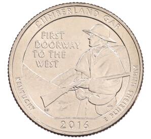 1/4 доллара (25 центов) 2016 года D США «Национальные парки — №32 Национальный парк Камберленд-Гэп» — Фото №1