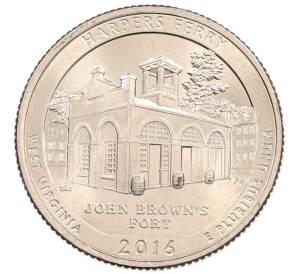 1/4 доллара (25 центов) 2016 года D США «Национальные парки — №33 Харперс Ферри» — Фото №1