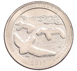 1/4 доллара (25 центов) 2017 года Р США «Национальные парки — №36 Национальный парк Эффиджи Маундс (Фигурные Курганы)» — Фото №1