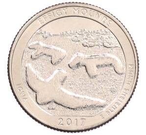 1/4 доллара (25 центов) 2017 года D США «Национальные парки — №36 Национальный парк Эффиджи Маундс (Фигурные Курганы)» — Фото №1