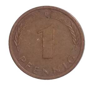 1 пфенниг 1972 года D Германия — Фото №2