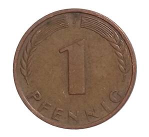 1 пфенниг 1968 года J Германия — Фото №2