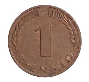 1 пфенниг 1950 года D Германия — Фото №2