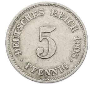 5 пфеннигов 1908 года J Германия — Фото №1
