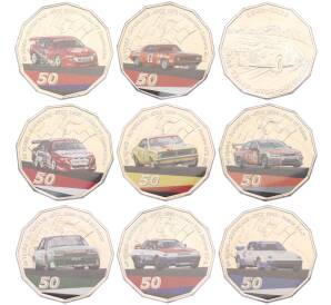 Набор из 9 монет 50 центов 2020 года Австралия «Суперкары» — Фото №1