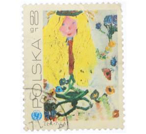 Почтовая марка 60 грошей 1973 года Польша «Картина юной художницы (7 лет) Эльжбеты Совиньской — Леди Весна» — Фото №1
