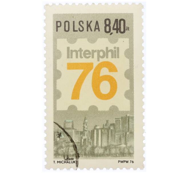 Почтовая марка 8.4 злотых 1976 года Польша «Интерфил-76 (Седьмая Международная филателистическая выставка) в Филадельфии» (Артикул: K12-70419) — Фото №1