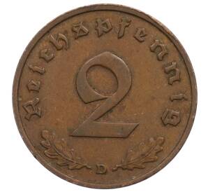 2 рейхспфеннига 1936 года D Германия — Фото №2