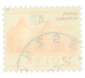 Почтовая марка 60 грошей (Надпечатка 4.9 злотых) 1965 года Польша «Барбакан — замок в стиле готического ренессанса в Варшаве» — Фото №2