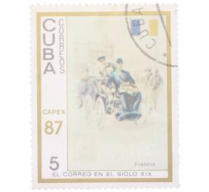 Почтовая марка 5 сентаво 1987 года Куба «Автопочта во Франции» — Фото №1