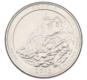 1/4 доллара (25 центов) 2012 года D США «Национальные парки — №13 Национальный парк Акадия» — Фото №1