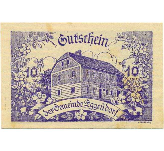 Банкнота 10 геллеров 1920 года Австрия — Коммуна Эггендорф (Нотгельд) (Артикул: B2-13812) — Фото №1
