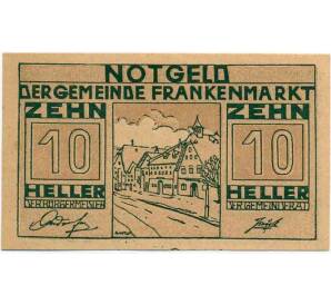 10 геллеров 1920 года Австрия — Коммуна Франкенмаркт (Нотгельд) — Фото №1