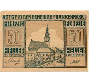 50 геллеров 1920 года Австрия — Коммуна Франкенмаркт (Нотгельд) — Фото №1