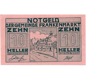 10 геллеров 1920 года Австрия — Коммуна Франкенмаркт (Нотгельд) — Фото №1