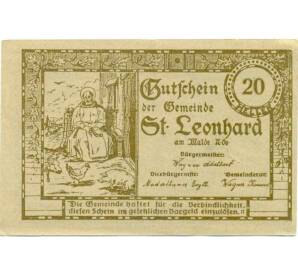 20 геллеров 1920 года Австрия — Санкта Леонард Ам Вальде (Нотгельд) — Фото №2